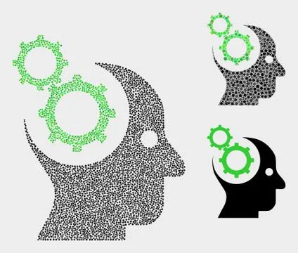 Dotted Vector Head Gears Icons Illustrazione stock