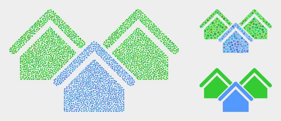 Dotted Vector Houses Icons Ilustración de archivo