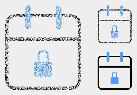 Dotted Vector Lock Calendar Page Icons Illustrazione stock