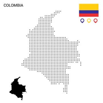 Dotted vector map of Colombia. Round gray spots. Colombia map with national f Stock Illustration