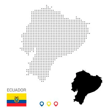 Dotted vector map of Ecuador. Round gray spots. Ecuador map with national fla Stock Illustration