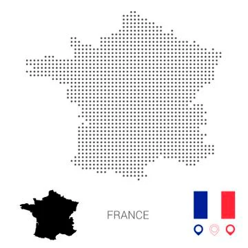Dotted vector map of France. Round gray spots. France map with national flag  Stock Illustration