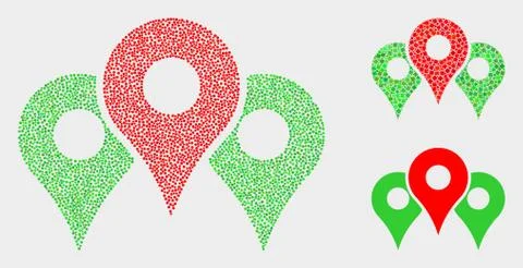Dotted Vector Map Markers Icons Illustrazione stock