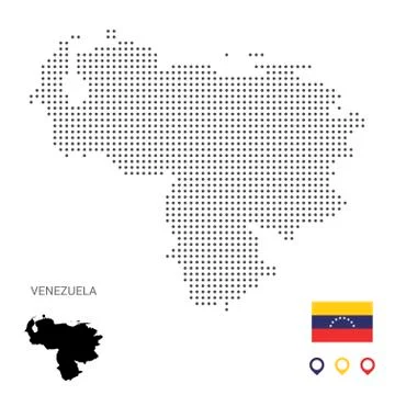 Dotted vector map of Venezuela. Round gray spots. Venezuela map with national Stock Illustration