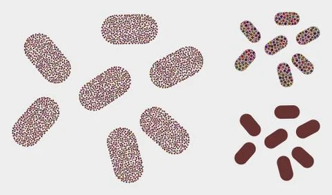 Dotted Vector Microbes Icons Stock Illustration