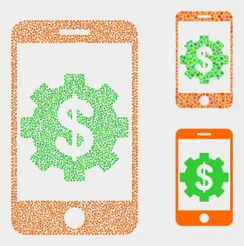 Dotted Vector Mobile Bank Settings Icons Stock Illustration