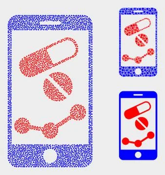 Dotted Vector Mobile Pharmacy Chart Icons 스톡 일러스트