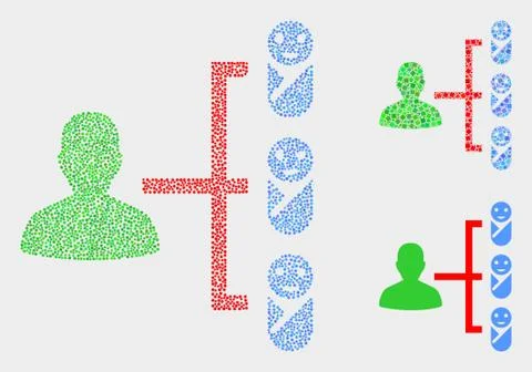 Dotted Vector Newborn Parent Links Icons Illustrazione stock