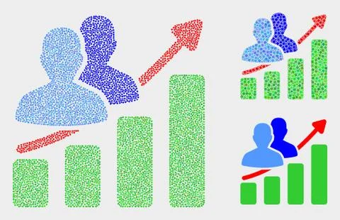 Dotted Vector People Trend Chart Icons Illustrazione stock