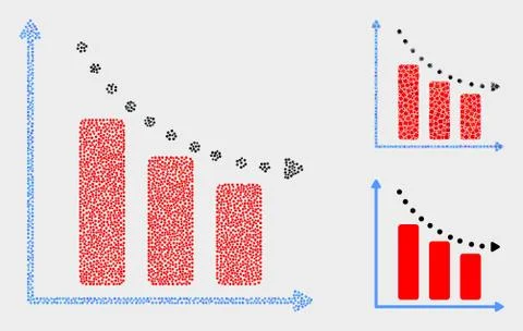 Dotted Vector Recession Bar Chart Icons Stock Illustration