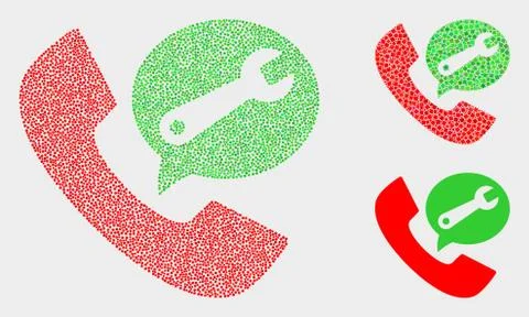 Dotted Vector Service Phone Call Icons Illustrazione stock