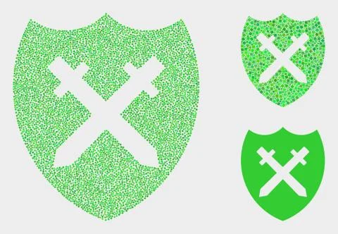 Dotted Vector Shield and Swords Icons 스톡 일러스트
