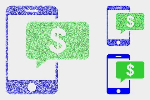 Dotted Vector Smartphone Bank Message Icons イラスト素材
