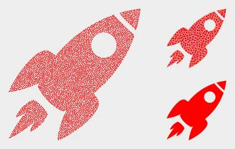 Dotted Vector Space Rocket Icons Illustrazione stock