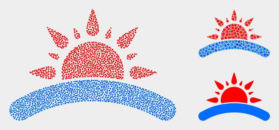 Dotted Vector Sunrise Icons Illustrazione stock