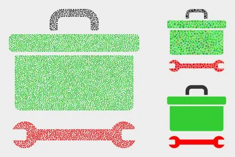Dotted Vector Toolbox Wrench Icons Illustrazione stock