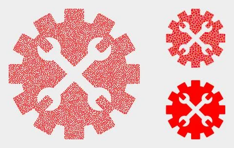 Dotted Vector Tools Gear Icons Illustrazione stock