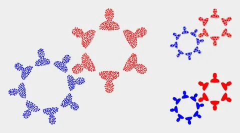 Dotted Vector User Collaboration Icons Illustrazione stock