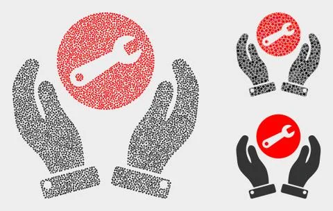 Dotted Vector Wrench Repair Hands Icons Illustrazione stock