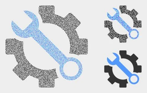 Dotted Vector Wrench Tools Icons Stock Illustration