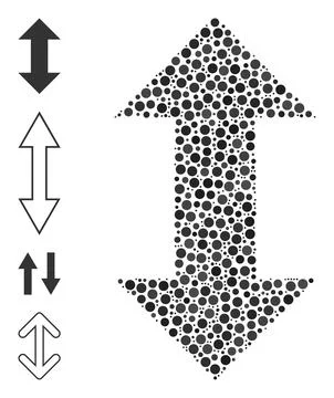 Dotted Vertical Exchange Arrows Collage of Round Dots with Similar Icons Illustrazione stock