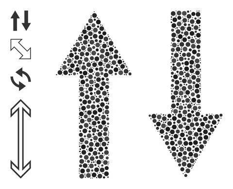 Dotted Vertical Flip Arrows Collage of Rounded Dots and Other Icons Stock Illustration