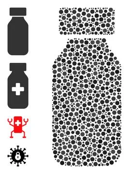 Dotted Vial Collage of Round Dots and Other Icons Stock Illustration