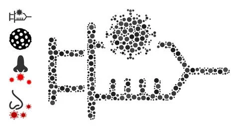 Dotted Virus Inoculation Collage of Circles with Other Icons 스톡 일러스트