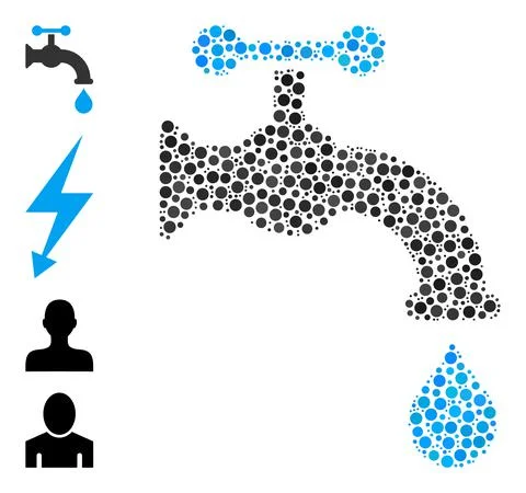 Dotted Water Tap Composition of Rounded Dots with Other Icons 스톡 일러스트