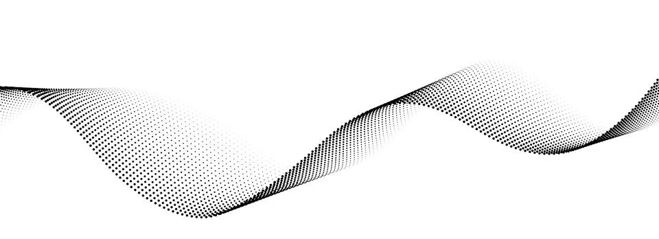 Dotted wave line background. Black halftone undulate pattern. Curve dashed Stock Illustration