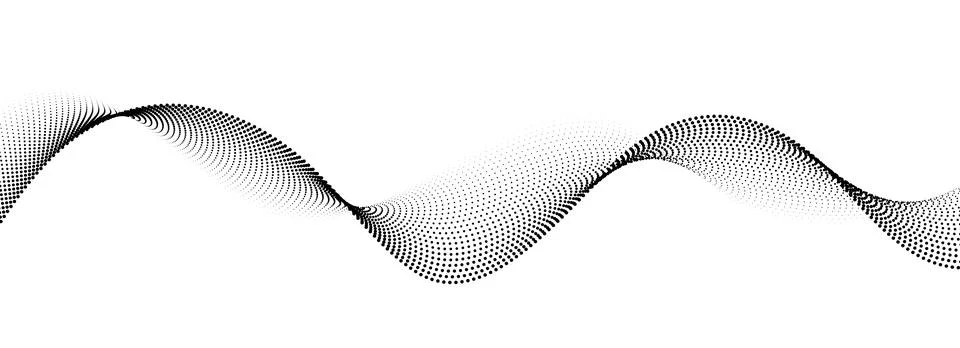 Dotted wave line background. Black halftone undulate pattern. Abstract particle イラスト素材