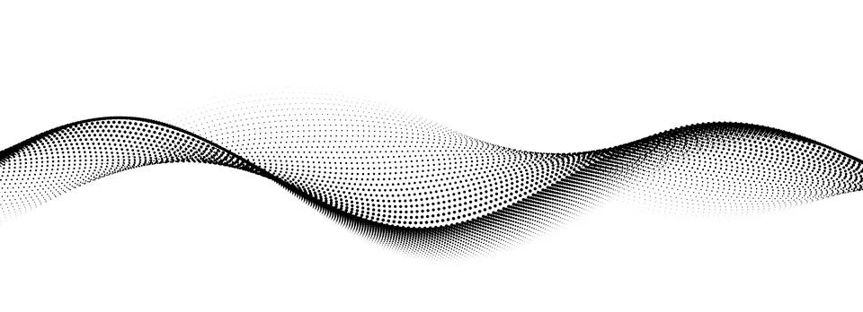 Dotted wave line pattern. Black halftone undulate net background. Abstract Stock Illustration
