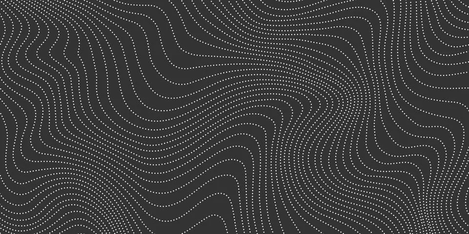 Dotted wave lines background. Abstract wavy stripes texture. Warped and curved 스톡 일러스트