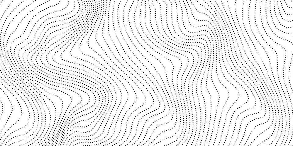 Dotted wave lines background. Abstract stripes texture. Warped and curved lines Illustrazione stock