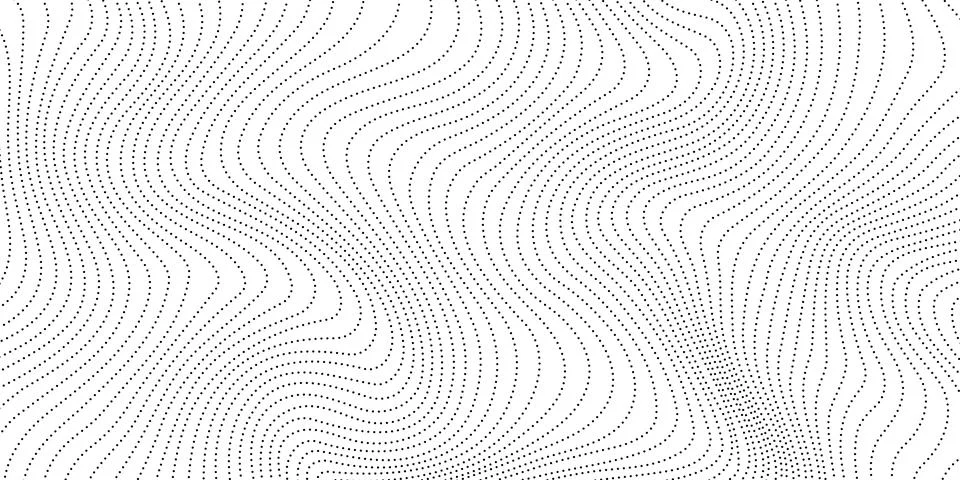 Dotted wave lines background. Abstract stripes texture. Warped and curved lines Illustrazione stock