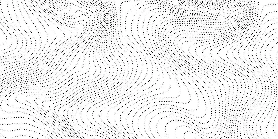 Dotted wave lines background. Abstract wavy stripes texture. Warped and curved Stock Illustration