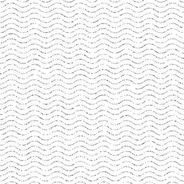 Dotted wave lines seamless pattern. Black and white wavy stipple background Illustrazione stock