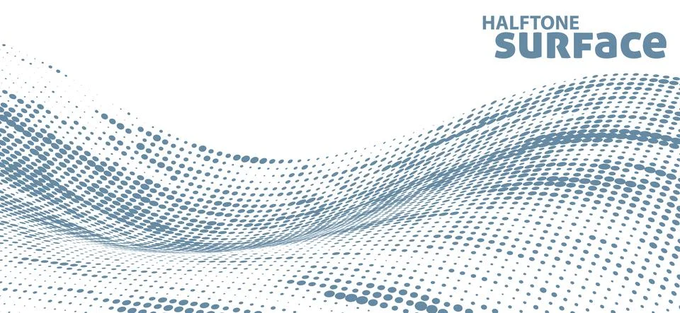Dotted wavy surface with halftone effect. Vector Stock Illustration
