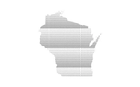 Dotted Wisconsin solid map. Wisconsin folded map. steel map Illustrazione stock