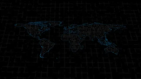 Dotted world chart designs plot international freight transport networks on.. Stock Footage 340998477