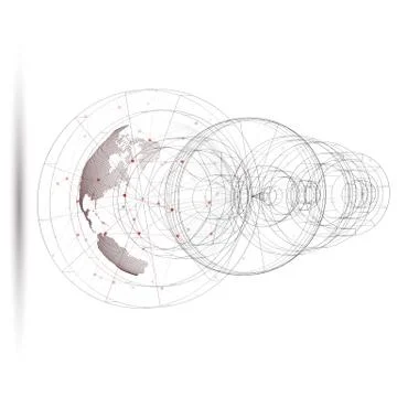 Dotted world globe with abstract construction, connecting lines and dots Stock Illustration