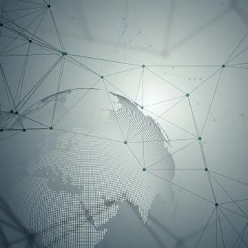 Dotted world globe with chemistry pattern, connecting lines and dots. Molecule Stock Illustration