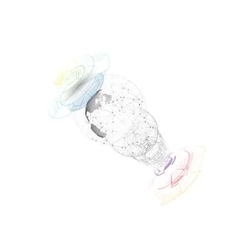 Dotted world globe, connecting lines, abstract construction, space station Stock Illustration