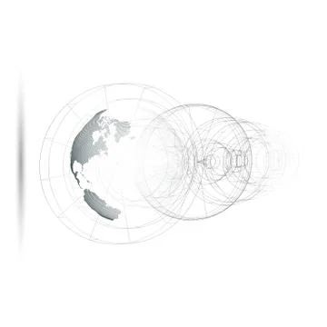 Dotted world globe, isolated abstract construction, connecting lines on white Stock Illustration