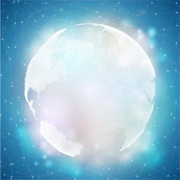 Dotted world globe, light design vector illustration Illustrazione stock