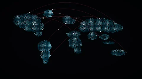 Dotted world map with ai agent network Stock Footage 340052773