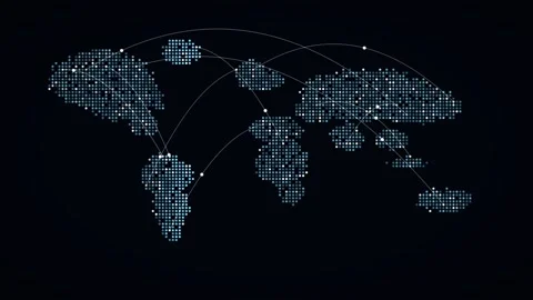 Dotted world map with ai data stream 스톡 동영상 340052835