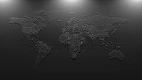 Dotted world map on a black background. ... | Stock Video | Pond5
