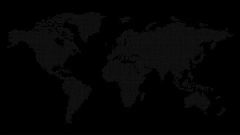 Dotted World Map on Black Background Stock Illustration