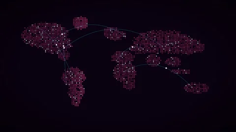 Dotted world map with cyber tunnel Stock Footage 340052777